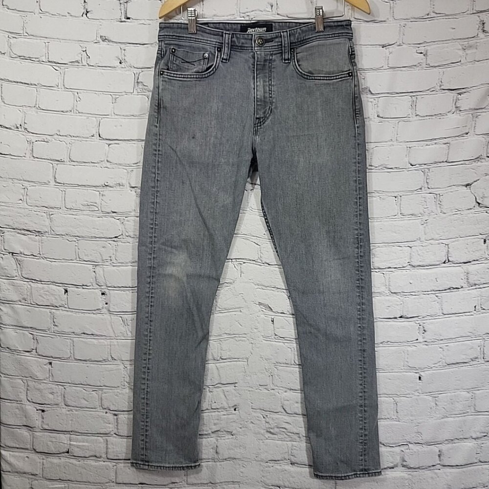 Revtown Jeans Mens 32 X 30 Gray Stretch Decade Denim Faded Taper Slim Fit - Spot
